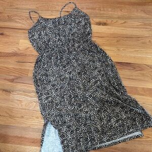 Old Navy Black and Brown Leopard Print Midi Dress